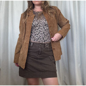 Spiegel 90s vintage brown suede leather jacket • size: L